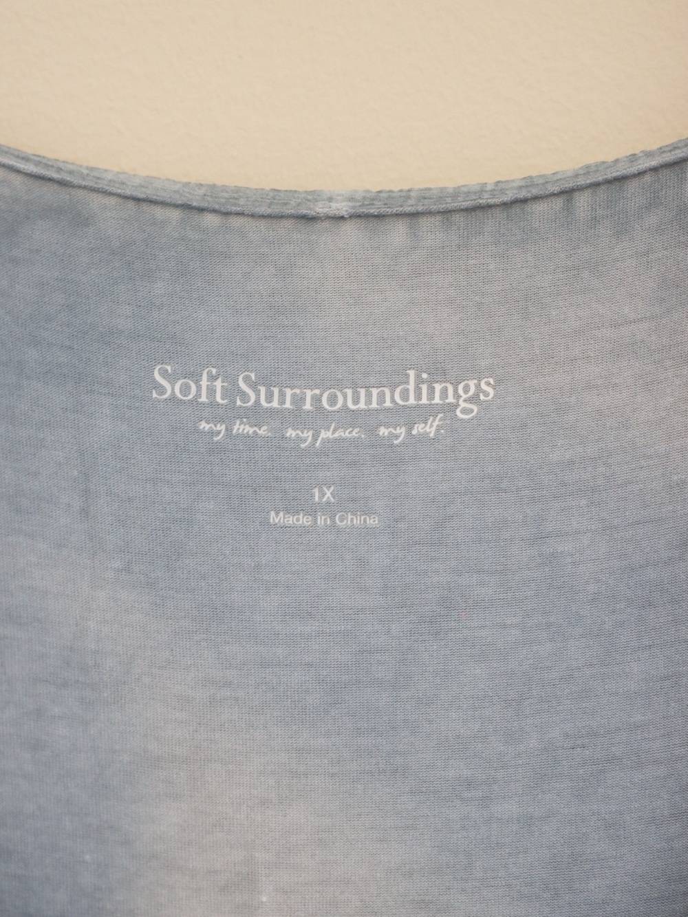 Soft Surroundings Pale Blue Sleeveless Tunic with White Floral Embroidery - Picture 2 of 4